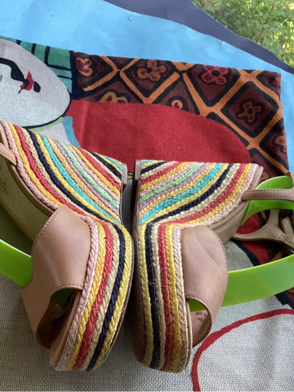Kate Spade New York Multicolor Striped Espadrille Wedge Sandals